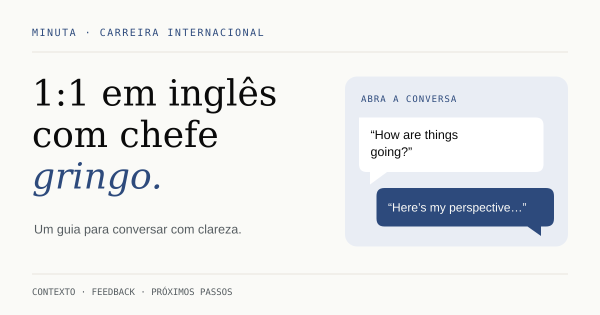 1:1 em inglês com chefe gringo: guia para não travar